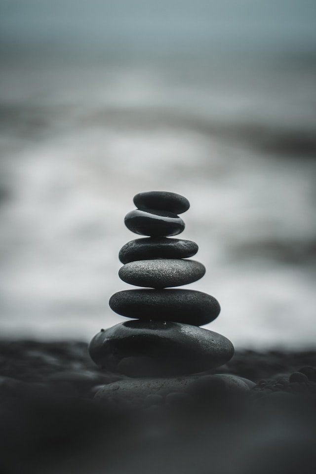 Stacked stones represent balance